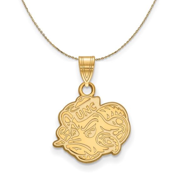 14k Yellow Gold North Carolina Tar Heels Sm Logo Necklace - 18 In